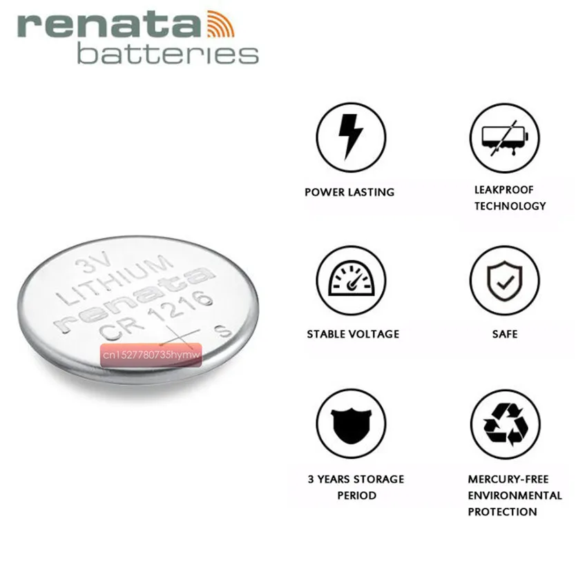 Комплект из 2 предметов Рената литий Батарея CR1216 3V % 100 Оригинальный бренд renata 1216