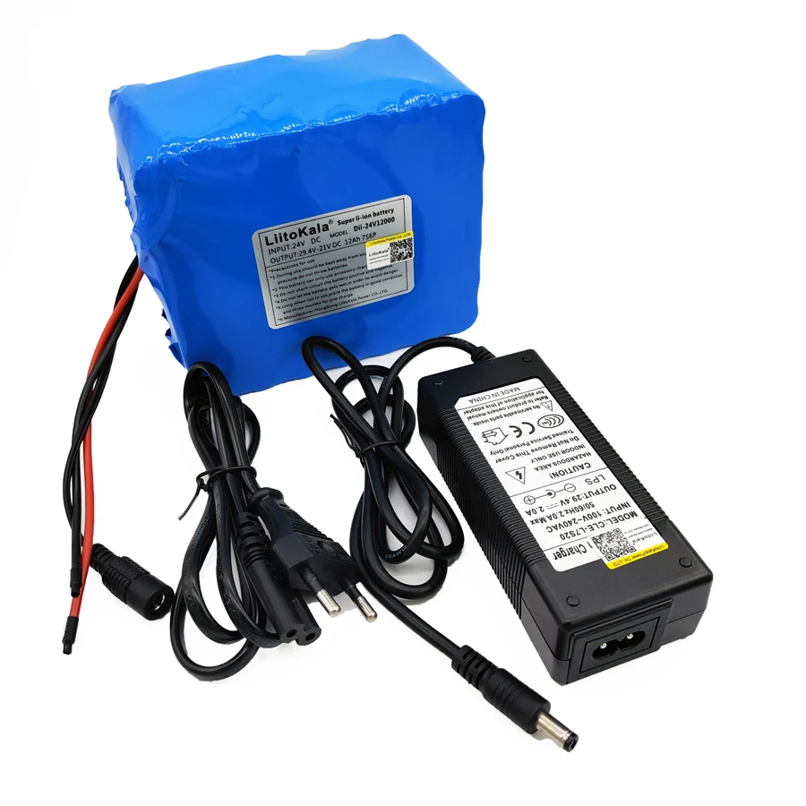 

liitokala battery 24v 24v 12ah Lithium battery pack 29.v 7s6p battery rechargeable lithium ion battery bms s 7s with 2A charger