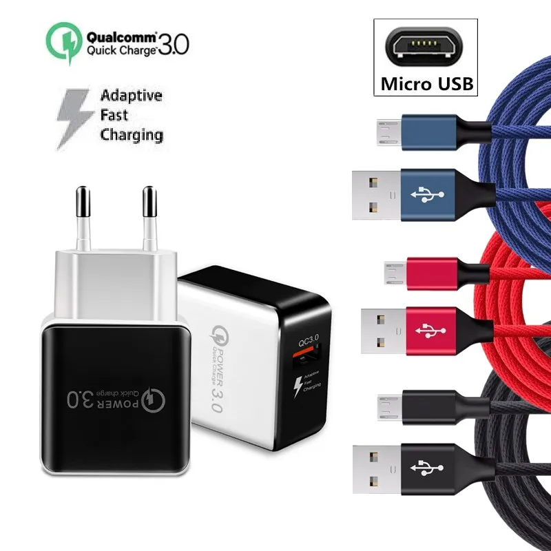 Кабель Micro USB быстрая зарядка 3 0 QC3.0 сетевое зарядное устройство QC для Samsung Xiaomi Huawei