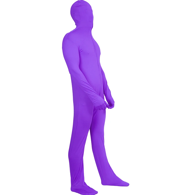 Purple Для мужчин s лайкра всего тела Зентаи костюм костюмы для взрослых вторая кожа плотно костюмы на Хэллоуин костюм для Для мужчин спандекс нейлон боди группа - Цвет: Purple