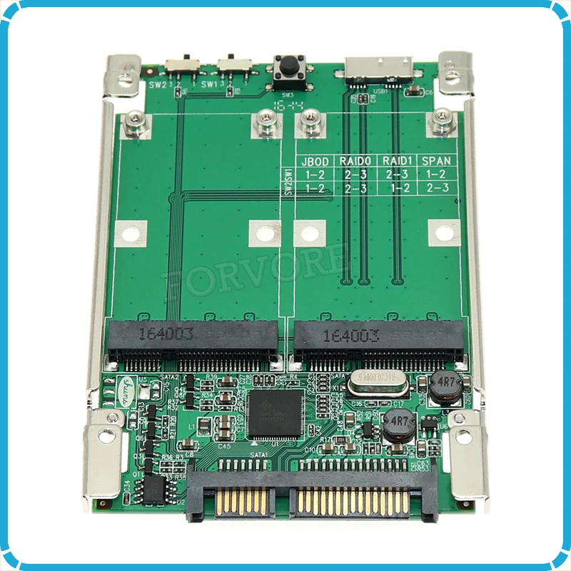 2," SATA III-двойной мини SATA USB 3,0-2 mSATA SSD Raid контроллер конвертер карт с кабелем
