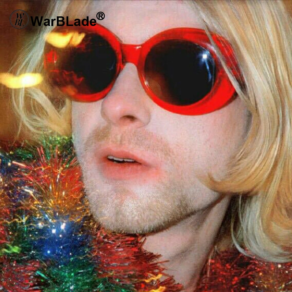 Kurt Cobain, модные солнцезащитные очки, прозрачные линзы, винтажные овальные очки NIRVANA, Классические солнцезащитные очки