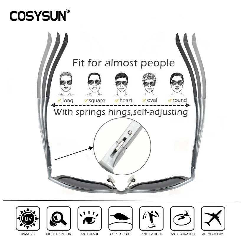 COSYSUN, фирменный дизайн, винтажные, алюминиево-магниевые солнцезащитные очки, мужские, поляризационные, для вождения, очки для мужчин, UV400, очки CS0575