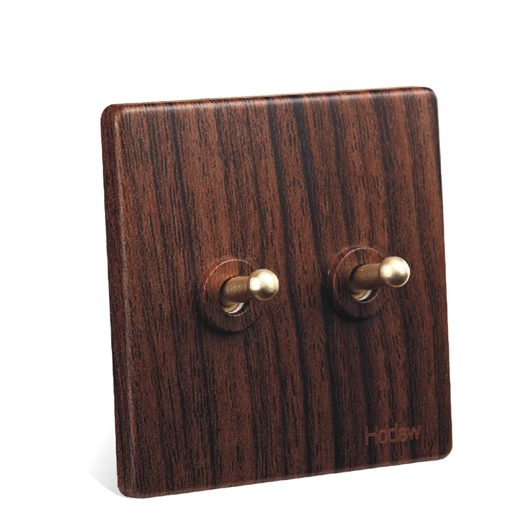Домашняя настенная розетка 86 Деревянный Цветной Ретро переключатель два