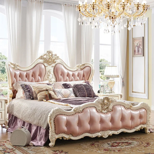Мебель для спальни античный французский стиль Королевский размер розовая