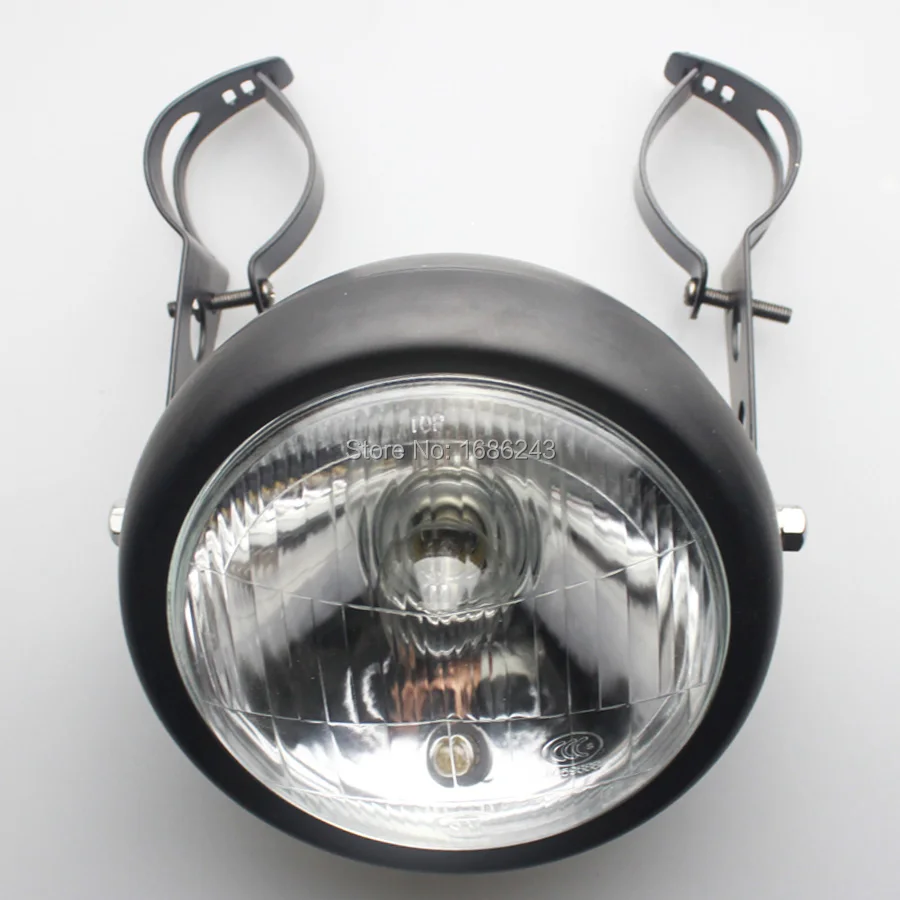 Черный металлический Ретро 12 В галогенная передняя фара лампа + Вилка Трубки