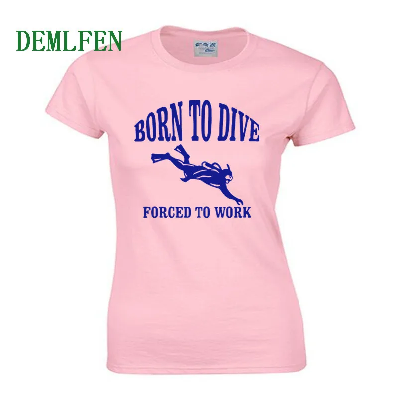 Футболка с надписью Born To DIVE футболка Forced Work забавный подарок на день рождения