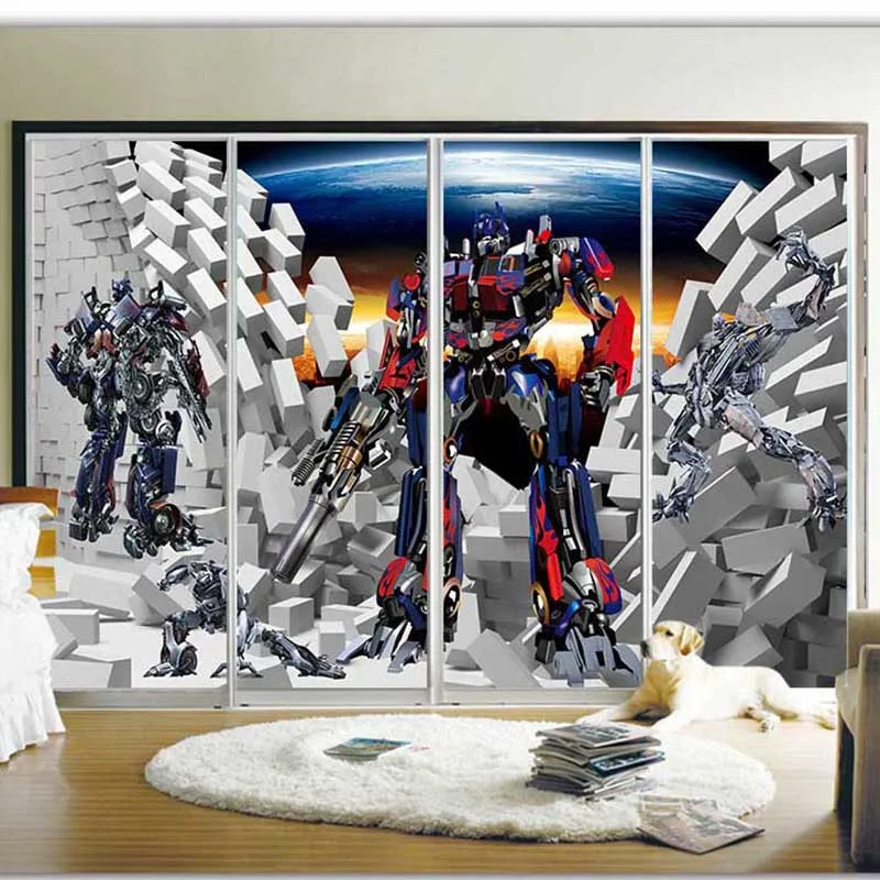 Модные Мультяшные современные обои робот команды дизайн настенная бумага для