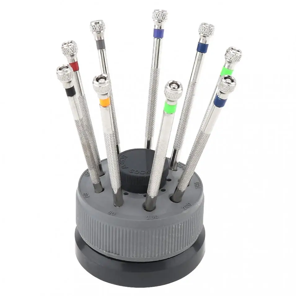 

9pcs/lot Professional 0.6mm-2.0mm Pure Steel Screwdriver Set Slotted Philips Screw Driver Head for Watch Glasses Repair Tool