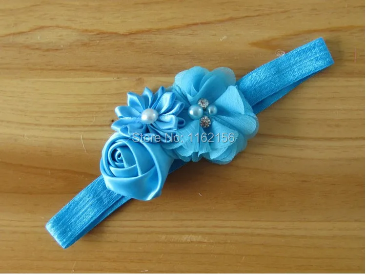 Бесплатная доставка 6 шт./лот эластичные повязки на голову с Цветок Жемчужный