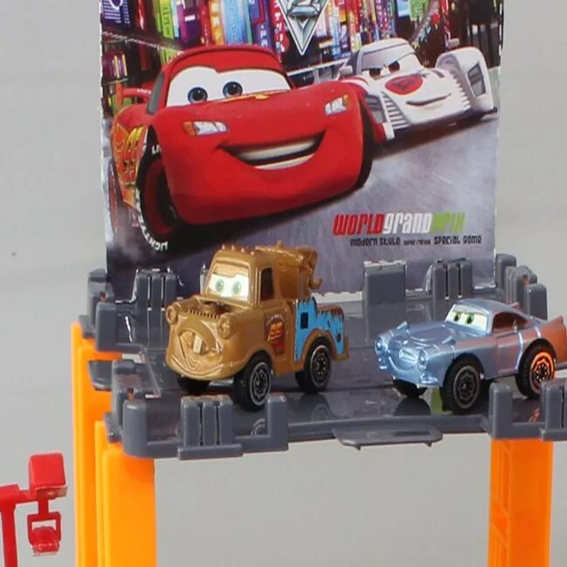 Автомобиль disney Pixar машина с 3 дорожками парковка Молния Маккуин пластиковая литая игрушка модель автомобиля детский день рождения Рождество автомобиль игрушка подарок