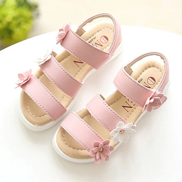 Детские сандалии с тремя цветами для девочек Летняя обувь принцессы малышей из