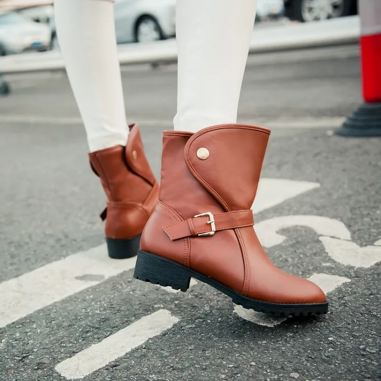 Женские ботильоны с пряжкой и круглым носком размеры 34 43|boots fashion|fashion bootsboots for woman |