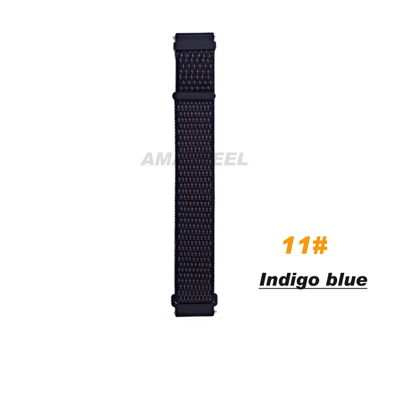 11.indigo blue Нейлоновый ремешок-петля для Amazfit ремешок Bip Браслет спортивный дышащий браслет для Huami GTR 47 мм GTS смарт-ремешок аксессуары - Цвет: 11.indigo blue