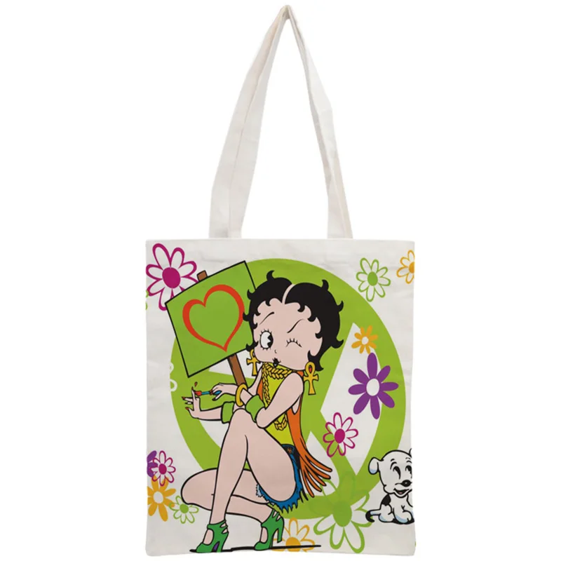 Пользовательские Betty Boop хлопок холст хозяйственные сумки 30x35 см сумка многоразовая сумка женская сумка на плечо из ткани складная - Цвет: 2
