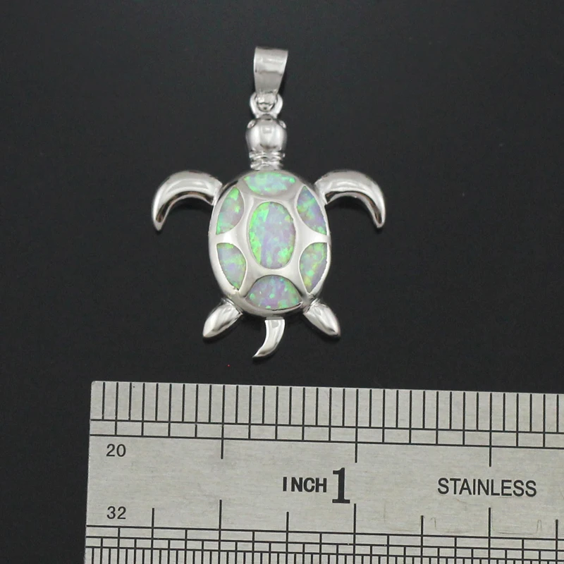 HAIMIS Free the Chain Lovely Sea Turtle Synthetic Light Pink Fire Opal Jewelry Women Necklace Pendant 1 1/4'' OP415 | Украшения и