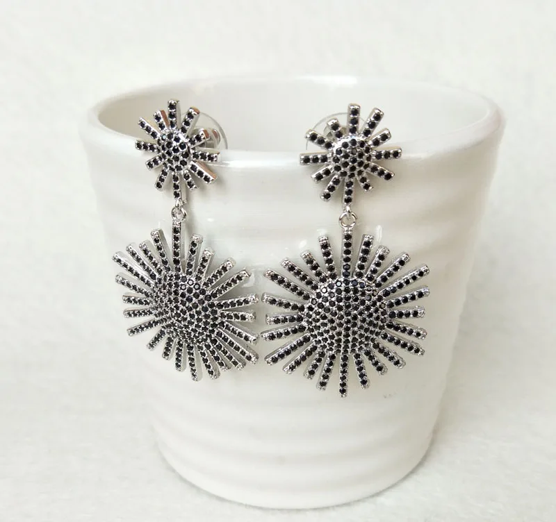 

5 Pairs Fashion Micro Pave Cubic Zirconia star Pendant earrings,CZ crystal Charm dangle earrings Jewelry for women ER391