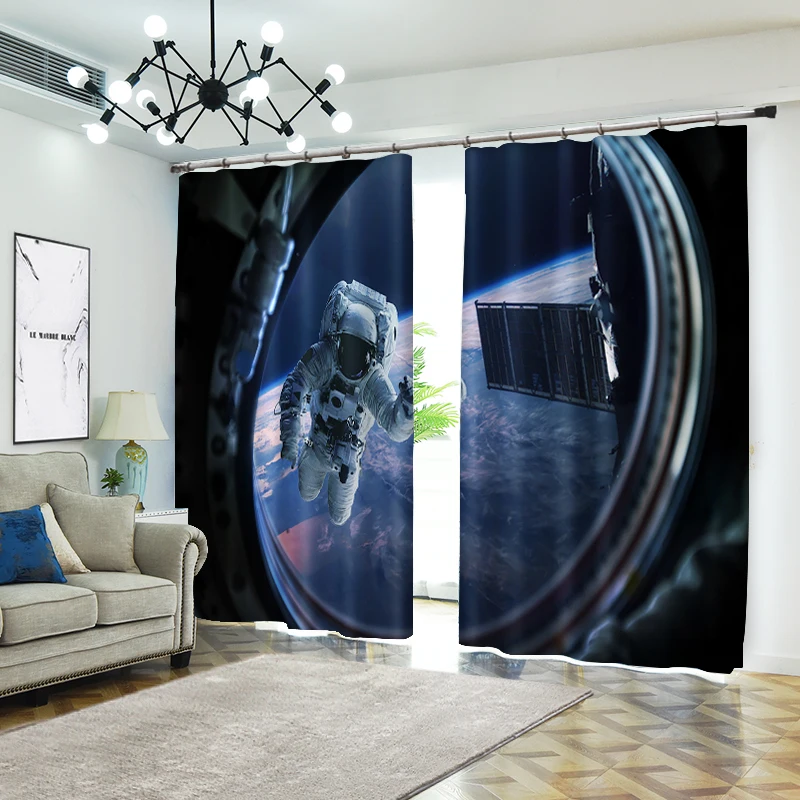 

The View Out of Space Bedding Room Living Room Sunshade 3D Window Curtains Make Your Home Like A Spacecraft