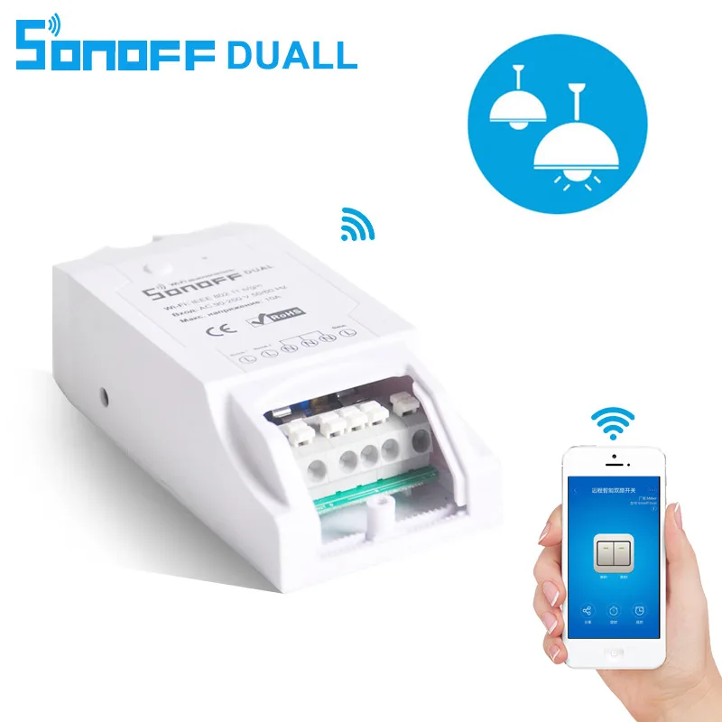 Sonoff Dual 2CH Wifi умный переключатель домашний пульт дистанционного управления