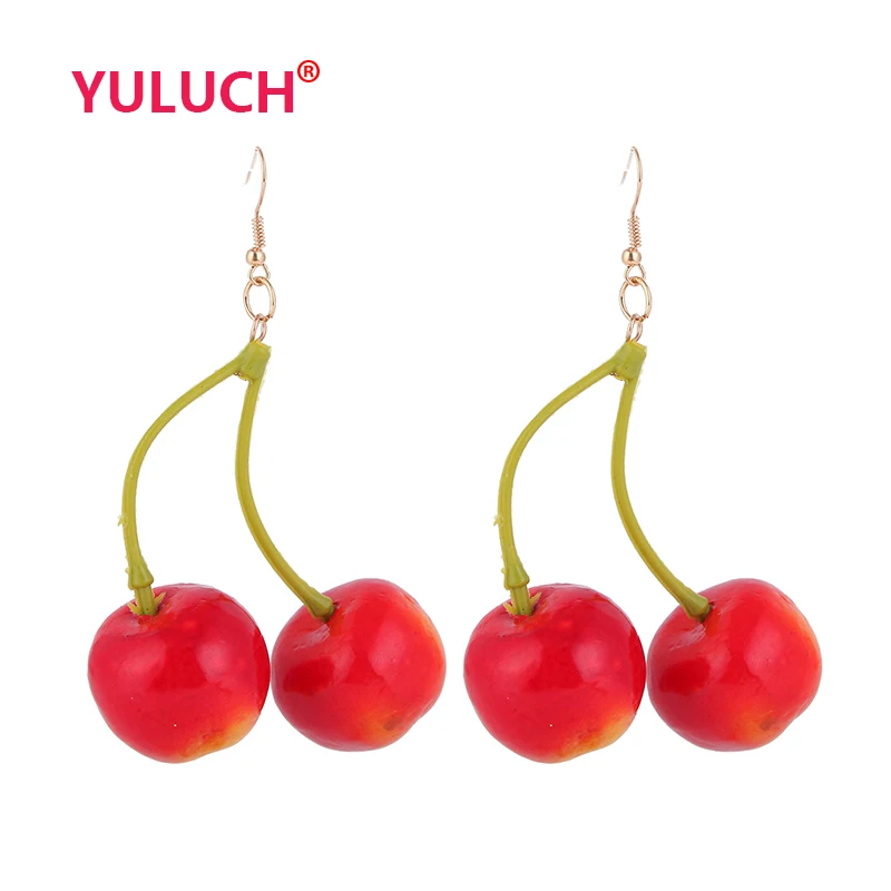 

YULUCH New Gothic Fashion Woman Jewelry Earrings for Plastic Cherry Fruit Pendant Cute Girl Earrings Gift