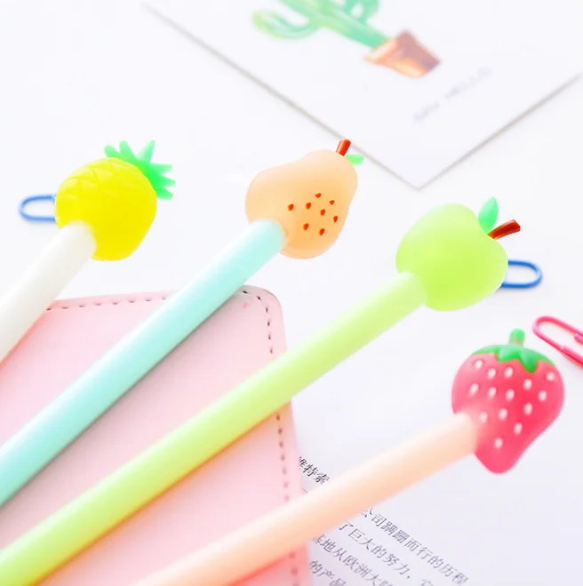 4 шт./компл. Kawaii фруктовая гелевая ручка Милая канцелярские товары для школы
