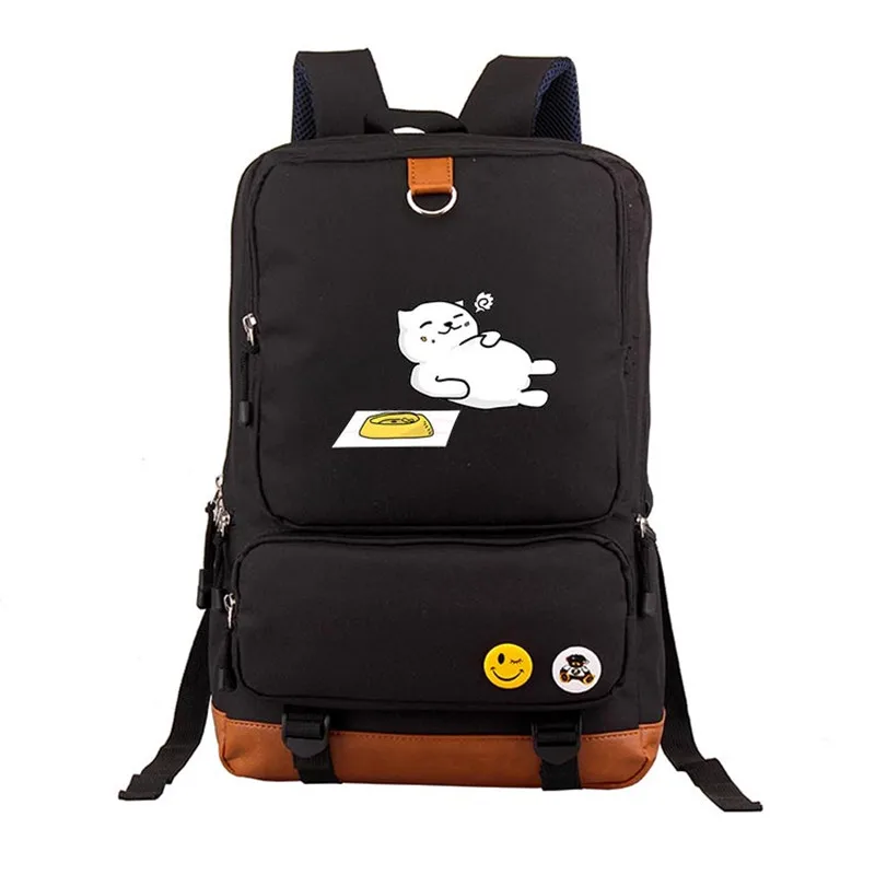 Новый высококачественный рюкзак Neko Atsume Kawaii Cat Emoji из холста с принтом Mochila Feminina