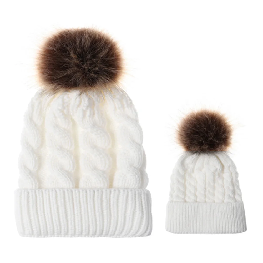 2 шт. детская Шапка-бини с помпоном из меха енота | Аксессуары для одежды