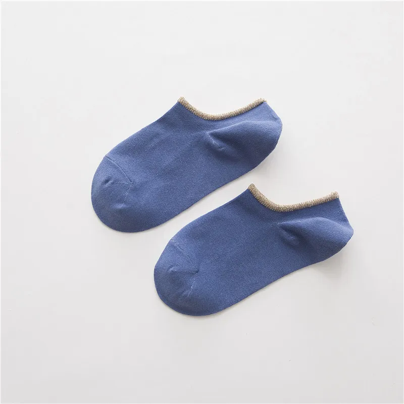 Light Blue Мужские носки, 5 пар, хлопковые, с принтом, Короткие незаметные носки, новинка, весна-лето, в полоску, яркие, цветные, высокое качество, мужские носки - Цвет: Light Blue
