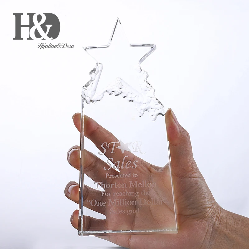 H& D на заказ, креативный, годовой, для встречи, кристалл, трофей, надпись, звезда, награда, стекло, ремесла, украшения, персонализированное, гравировка