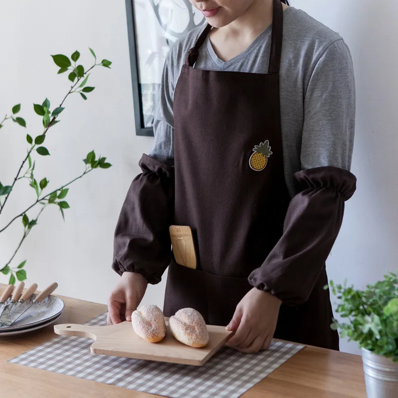 Украшенный вышивкой фартук кухонный комбинезон кофейня шеф повар для взрослых