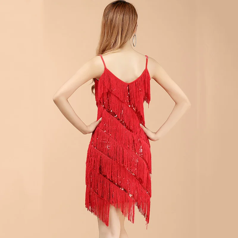 2018 сексуальные женские платья с блестками и кисточками для латинских танцев