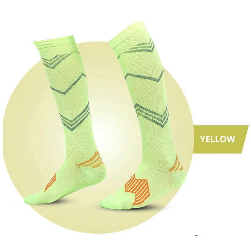 SKCOSOCKS, унисекс, Компрессионные носки, мужские, анти усталость, облегчение боли, гольфы, полеты, путешествия, езда, спортивные, длинные носки - Цвет: Yellow D