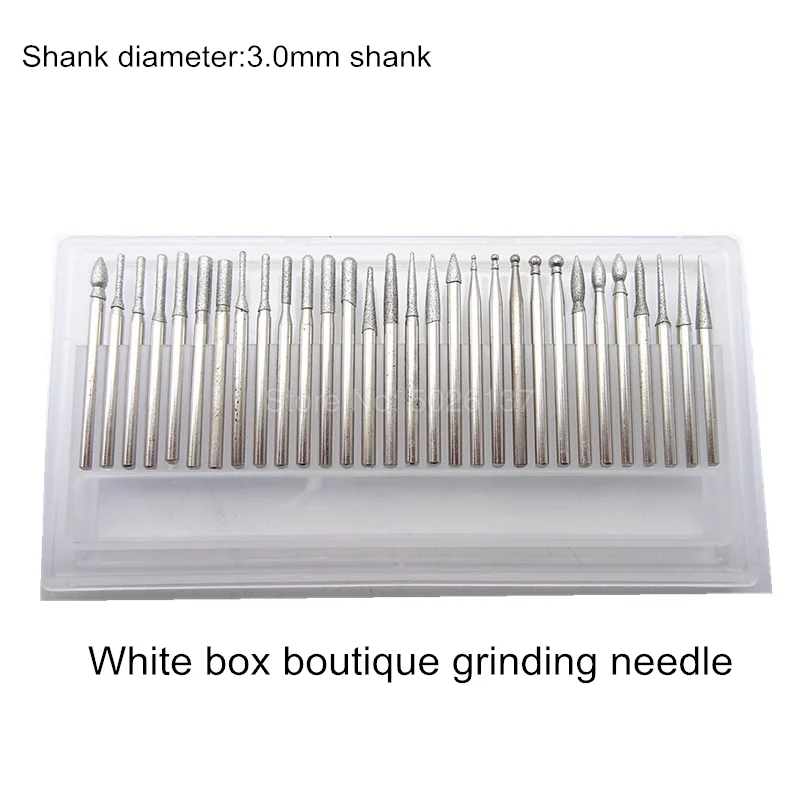30PCS Diamond Drill Bits Set For Carving Engraving Card Grinding Tool Kit Burr Glass Tools Burs Wheel Abrasive Head With Box