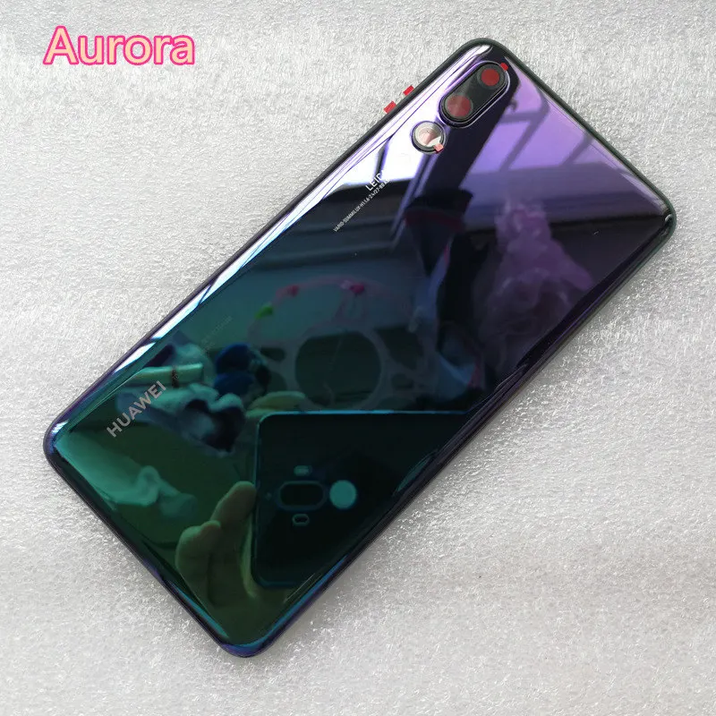 Aurora Новая задняя крышка из закаленного стекла для huawei P20 Pro, запасные части, задняя крышка для батареи, корпус+ рамка для камеры+ крышка для вспышки - Цвет: Aurora