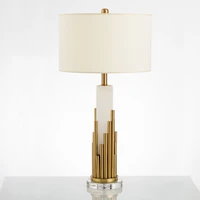 light luxury designer table lamps modern minimalist postmodern bedroom model villa metal cloth cover marble classic table light