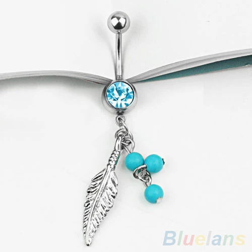 24 шт. Для женщин Украшения для тела кристалл пупка Бар штангой Листьев Живота