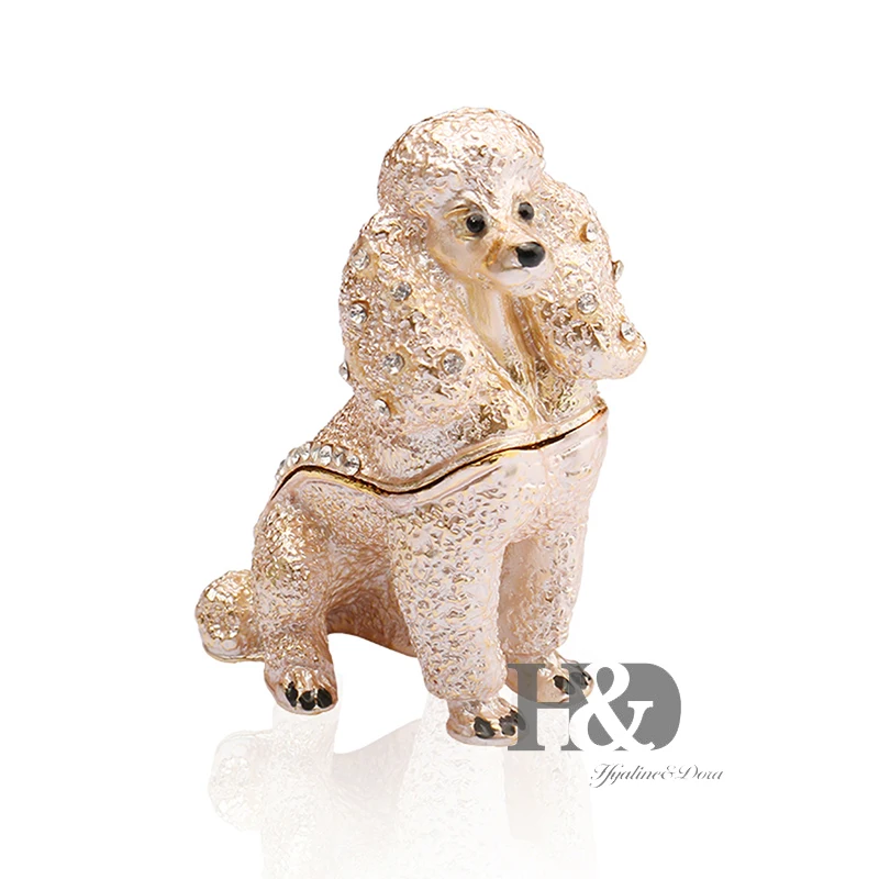 H& D Женская мода 2,8 ''Розовый пудель безделушки коробки ручной работы кольцо держатель Подарочная коробка безделушки для любителей собак демонстрационные Держатели(собака