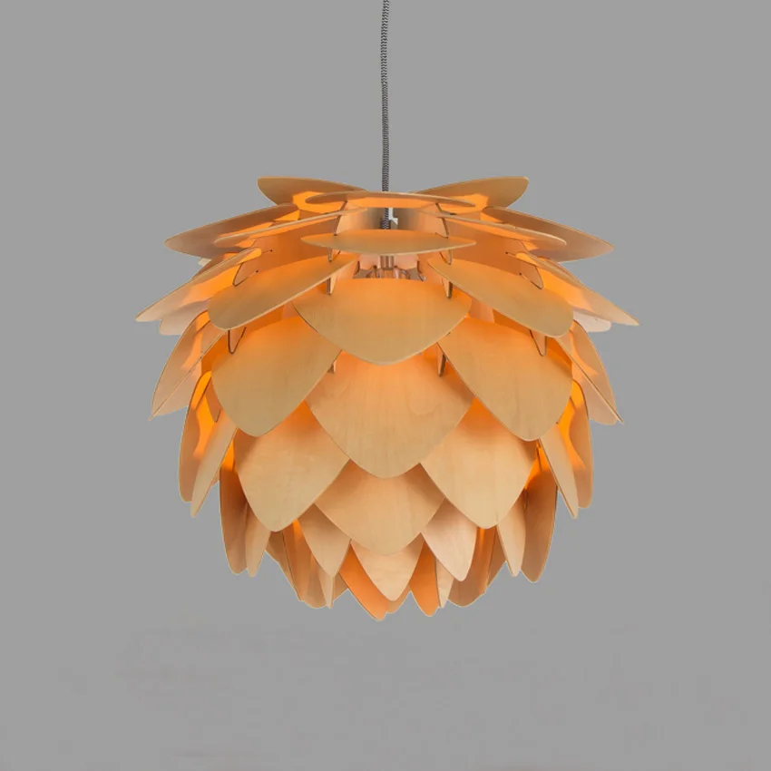 Современные деревянные подвесные лампы Pinecone DIY диаметр 30/45/60 см абажур для