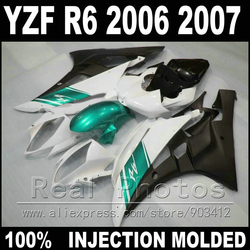 

Hot sale body kit for YAMAHA R6 fairing kit 2006 2007 Injection molding turquoise white matte black 2006 2007 YZF R6 fairings