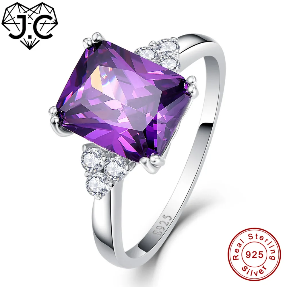 

J.C Wholesale Lady's Fine Jewelry 5.25ct Amethyst Emerald White Topaz Dlicate Solid 925 Sterling Silver Ring Size 6 7 8 9