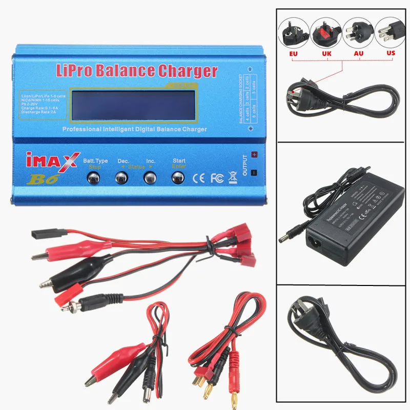 For RC Drone FPV Digital 80W 1-6S RC Lipo NiMH Battery Balance Charger Discharger with Power Adapter US/UK/EU/AU Plug