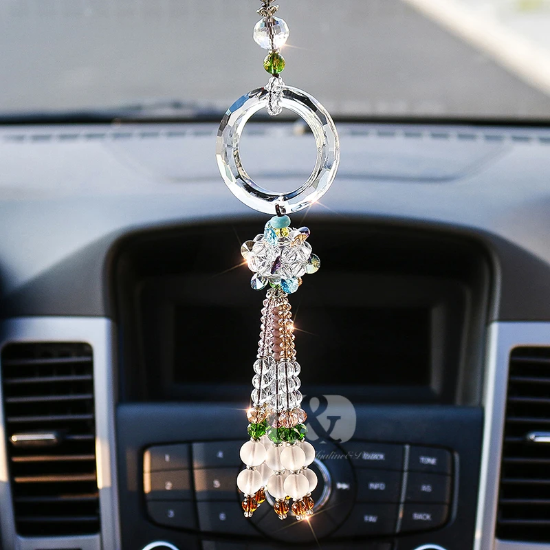 H &amp D 13 5 ''авто зеркало кулон Радуга производитель Suncatcher круг кристалл кластер