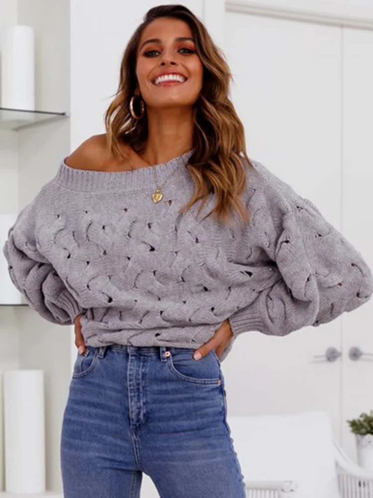 yinlinhe brown Autumn Winter loose Sweater Women Long Sleeve Twist knot Jumpers Knitted Pullovers Casual 1203 | Женская одежда