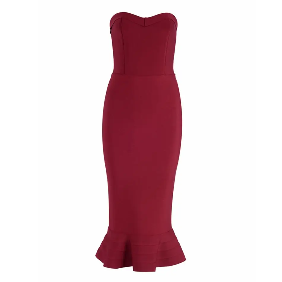 2019 New Sexy Off Shoulder Bandage Dress Summer Women Black Red Bodycon Strapless Fishtail Stretchy Robe Femme F-17 | Женская одежда