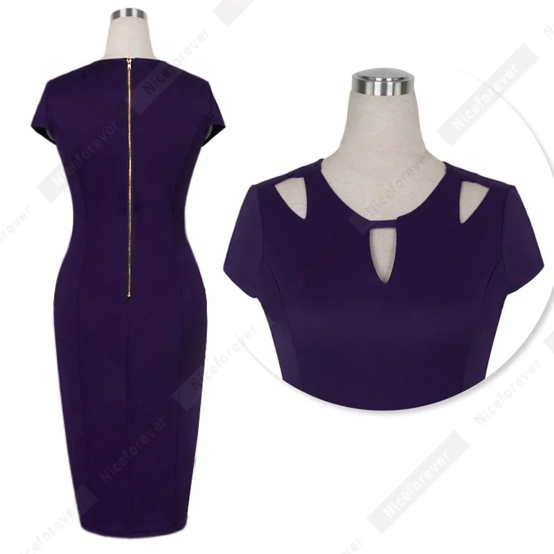 New Fashion Short Sleeve Office Business Bodycon Dress Women Casual Zip Back sexy Summer Dress HG593