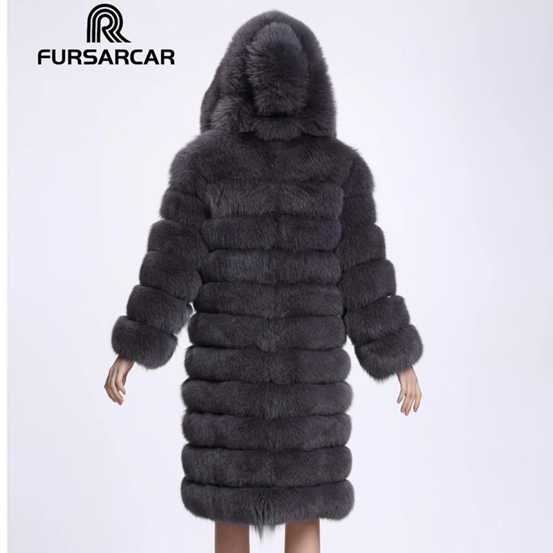 FURSARCAR/зимнее женское пальто с натуральным мехом 4 цвета длинная куртка длинными