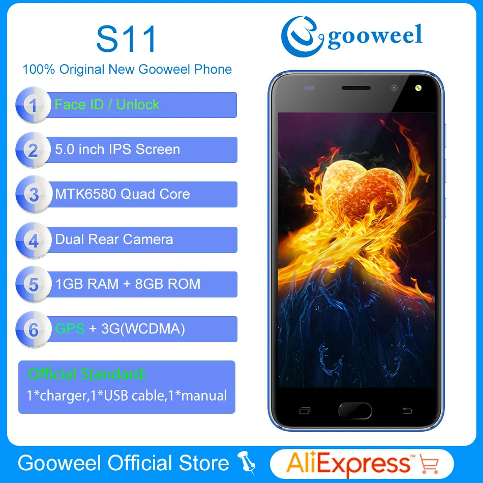 Новый Gooweel S11 смартфон Face ID MTK6580 четырехъядерный 5 0 дюймов QHD Экран мобильный