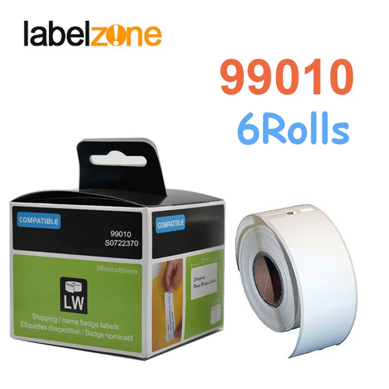 6Rolls 99010 Label 28mm*89mm Thermal Paper Compatible for Dymo LabelWriter 400 450 450Turbo Printer SLP 440 450 130pcs/roll