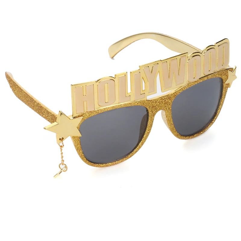 Модные солнцезащитные очки в золотой оправе с надписью Голливуд подвеской виде