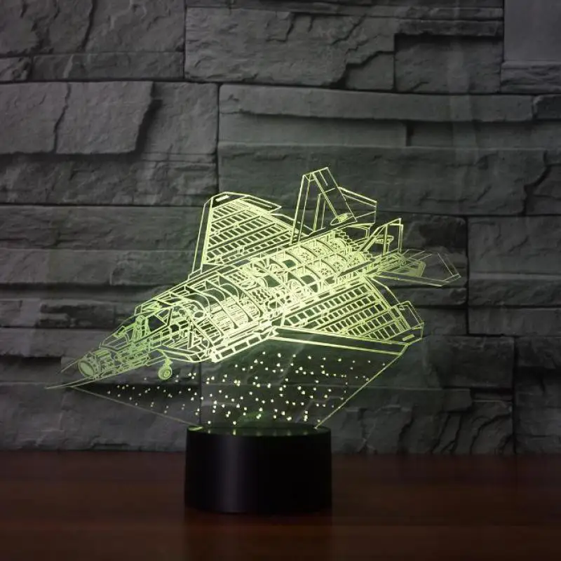 Aircraft 3d ночник 7 цветов новый светодиодный Luminaria Powerbank Usb Led беспроводные